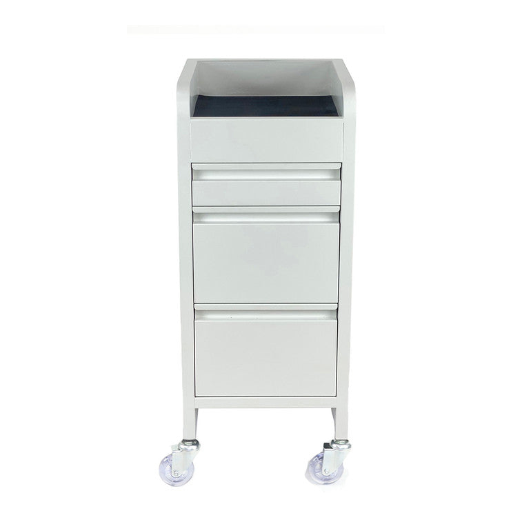 Joiken Fusion White 4 Drawer Salon Trolley - White - Clear Castor Wheels