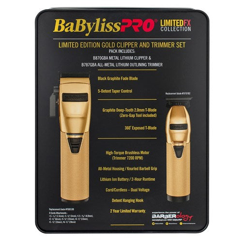 BaBylissPRO LimitedFX Gold Clipper and Outliner Trimmer Duo